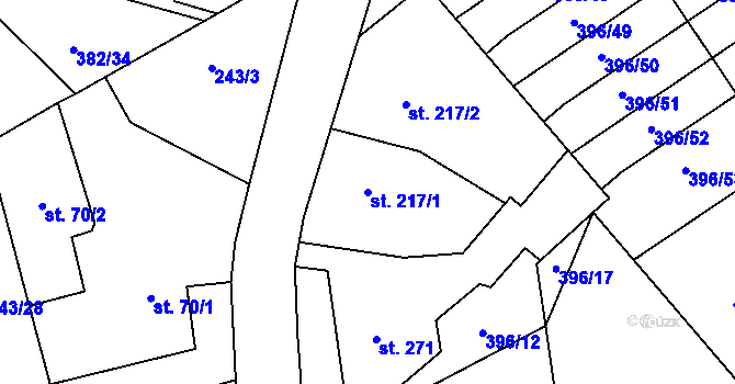 Parcela st. 217/1 v KÚ Heřmanice, Katastrální mapa