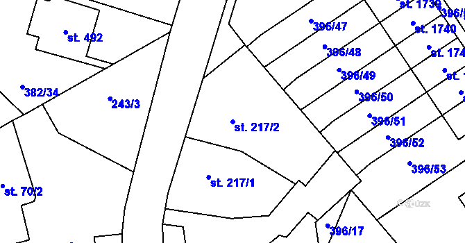 Parcela st. 217/2 v KÚ Heřmanice, Katastrální mapa