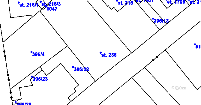 Parcela st. 236 v KÚ Heřmanice, Katastrální mapa
