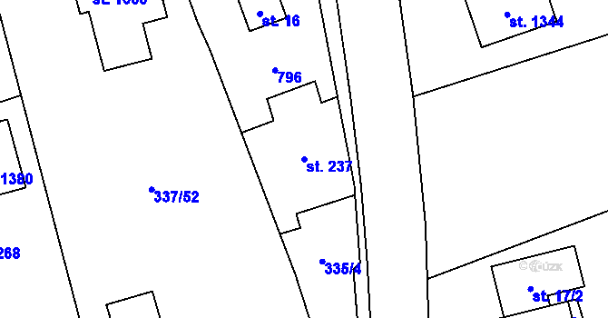 Parcela st. 237 v KÚ Heřmanice, Katastrální mapa