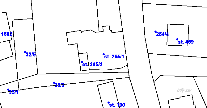 Parcela st. 265/1 v KÚ Heřmanice, Katastrální mapa