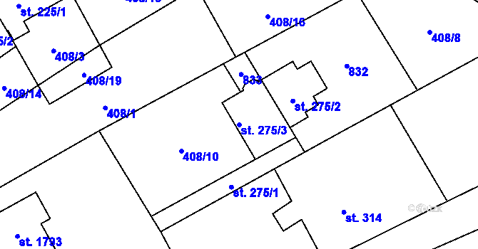 Parcela st. 275/3 v KÚ Heřmanice, Katastrální mapa