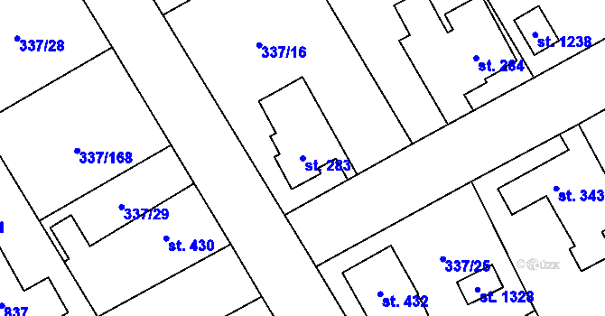 Parcela st. 283 v KÚ Heřmanice, Katastrální mapa