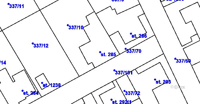 Parcela st. 285 v KÚ Heřmanice, Katastrální mapa