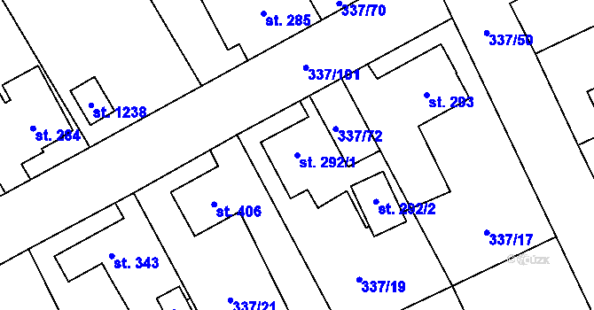 Parcela st. 292/1 v KÚ Heřmanice, Katastrální mapa
