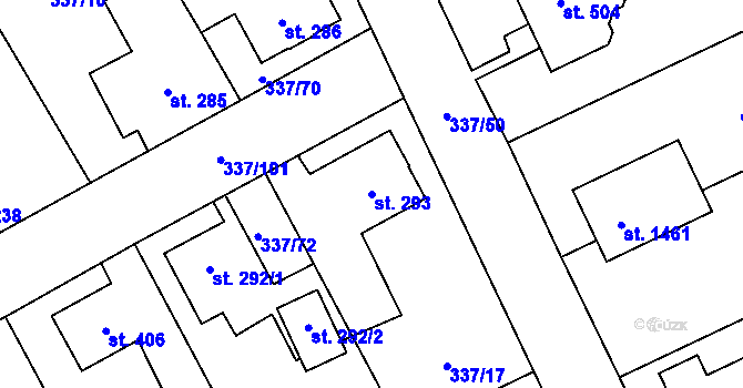 Parcela st. 293 v KÚ Heřmanice, Katastrální mapa