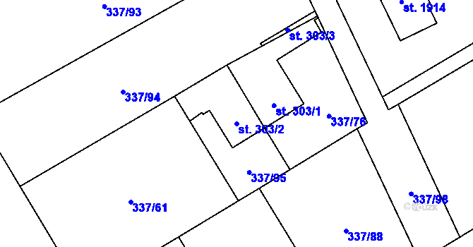 Parcela st. 303/2 v KÚ Heřmanice, Katastrální mapa