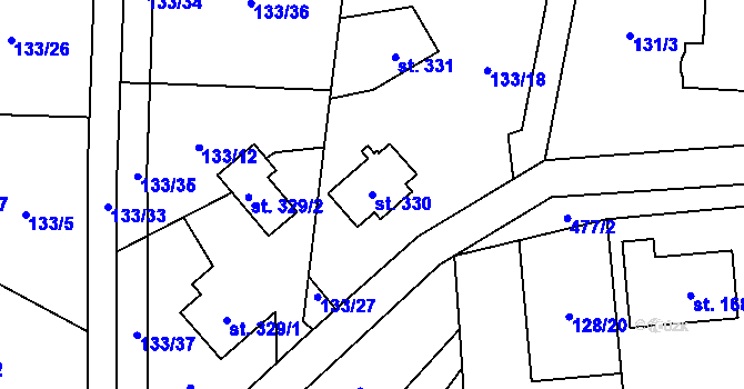 Parcela st. 330 v KÚ Heřmanice, Katastrální mapa