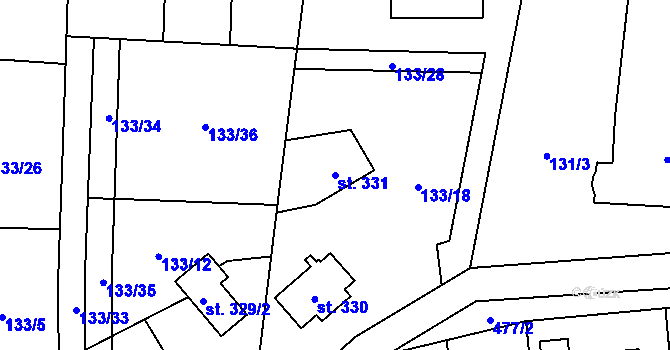 Parcela st. 331 v KÚ Heřmanice, Katastrální mapa