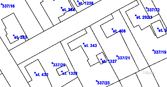 Parcela st. 343 v KÚ Heřmanice, Katastrální mapa