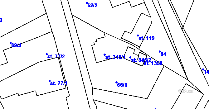 Parcela st. 345/1 v KÚ Heřmanice, Katastrální mapa