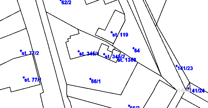 Parcela st. 345/2 v KÚ Heřmanice, Katastrální mapa