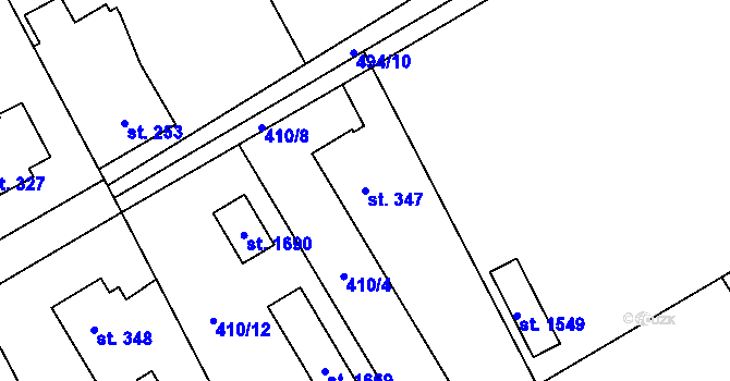 Parcela st. 347 v KÚ Heřmanice, Katastrální mapa