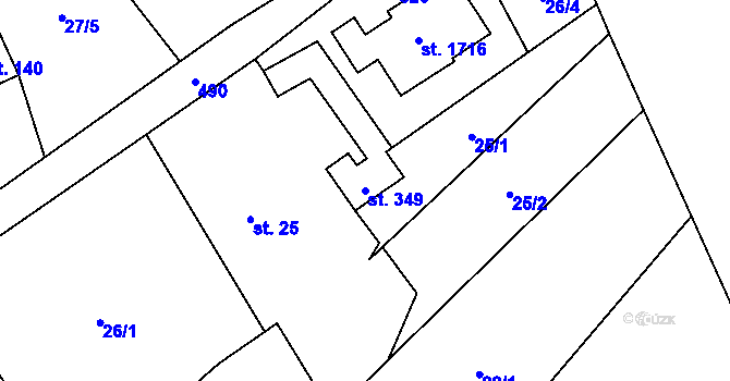 Parcela st. 349 v KÚ Heřmanice, Katastrální mapa