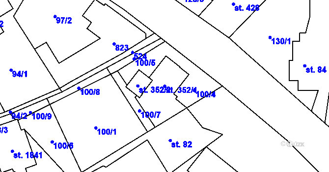 Parcela st. 352/1 v KÚ Heřmanice, Katastrální mapa
