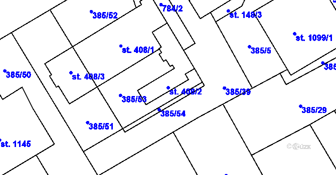 Parcela st. 408/2 v KÚ Heřmanice, Katastrální mapa