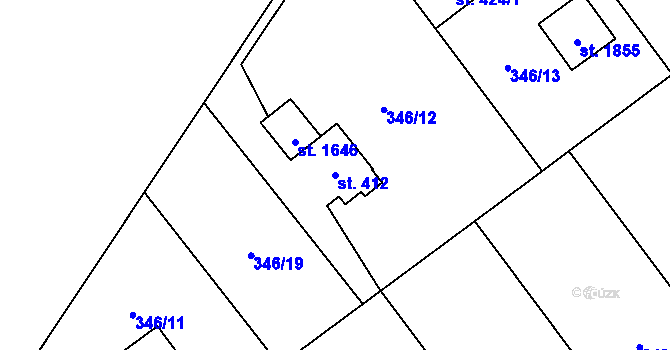 Parcela st. 412 v KÚ Heřmanice, Katastrální mapa
