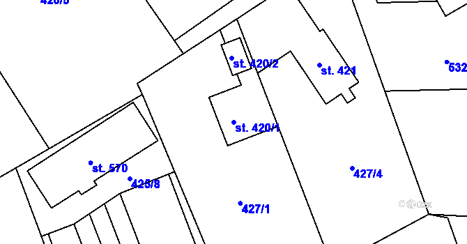 Parcela st. 420/1 v KÚ Heřmanice, Katastrální mapa