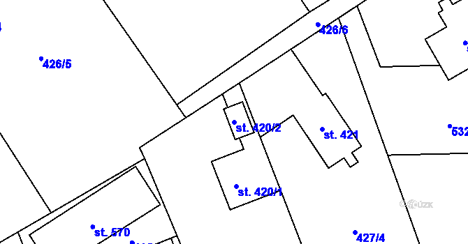 Parcela st. 420/2 v KÚ Heřmanice, Katastrální mapa