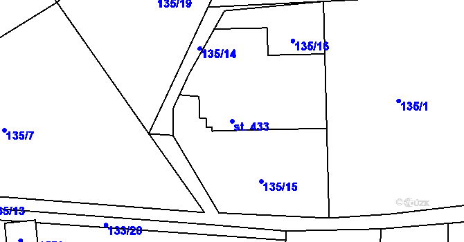 Parcela st. 433 v KÚ Heřmanice, Katastrální mapa