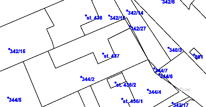 Parcela st. 437 v KÚ Heřmanice, Katastrální mapa