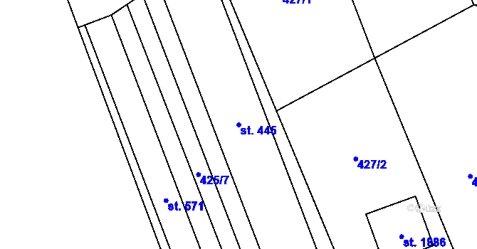 Parcela st. 445 v KÚ Heřmanice, Katastrální mapa