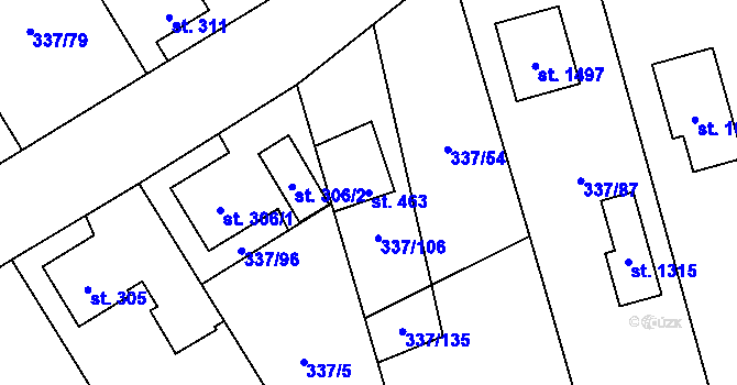 Parcela st. 463 v KÚ Heřmanice, Katastrální mapa
