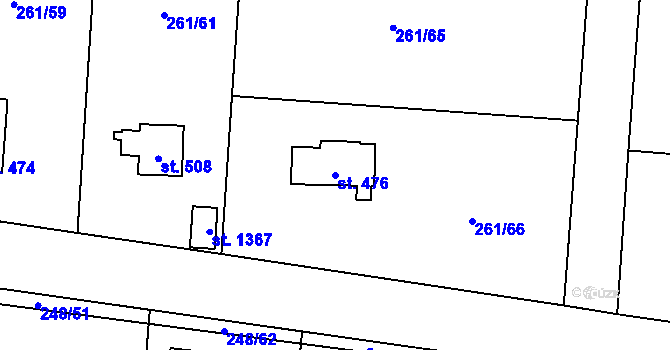 Parcela st. 476 v KÚ Heřmanice, Katastrální mapa