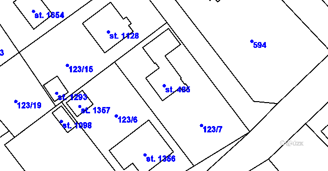 Parcela st. 485 v KÚ Heřmanice, Katastrální mapa