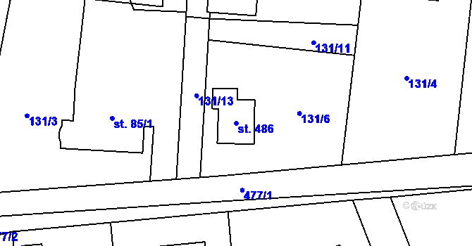 Parcela st. 486 v KÚ Heřmanice, Katastrální mapa