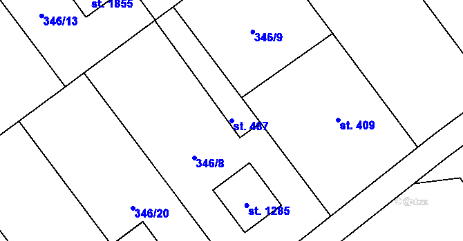 Parcela st. 487 v KÚ Heřmanice, Katastrální mapa
