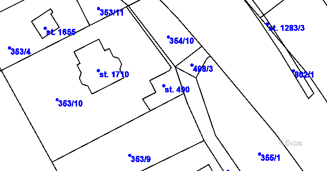 Parcela st. 490 v KÚ Heřmanice, Katastrální mapa