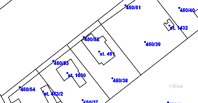 Parcela st. 491 v KÚ Heřmanice, Katastrální mapa