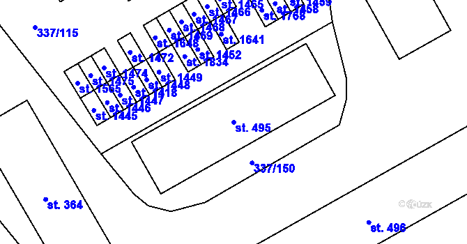 Parcela st. 495 v KÚ Heřmanice, Katastrální mapa