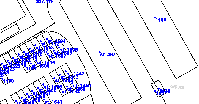 Parcela st. 497 v KÚ Heřmanice, Katastrální mapa