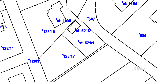 Parcela st. 521/1 v KÚ Heřmanice, Katastrální mapa