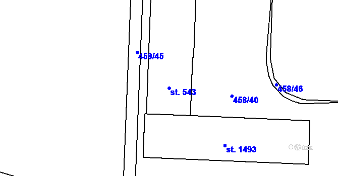 Parcela st. 543 v KÚ Heřmanice, Katastrální mapa