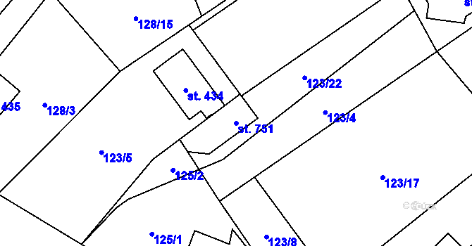 Parcela st. 751 v KÚ Heřmanice, Katastrální mapa