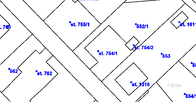 Parcela st. 754/1 v KÚ Heřmanice, Katastrální mapa