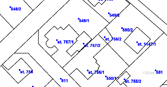 Parcela st. 757/2 v KÚ Heřmanice, Katastrální mapa