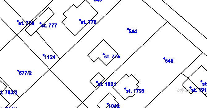 Parcela st. 775 v KÚ Heřmanice, Katastrální mapa