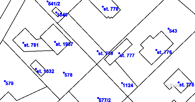 Parcela st. 779 v KÚ Heřmanice, Katastrální mapa
