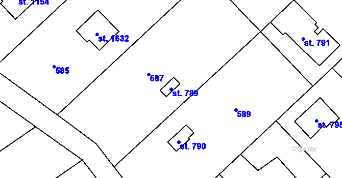 Parcela st. 789 v KÚ Heřmanice, Katastrální mapa
