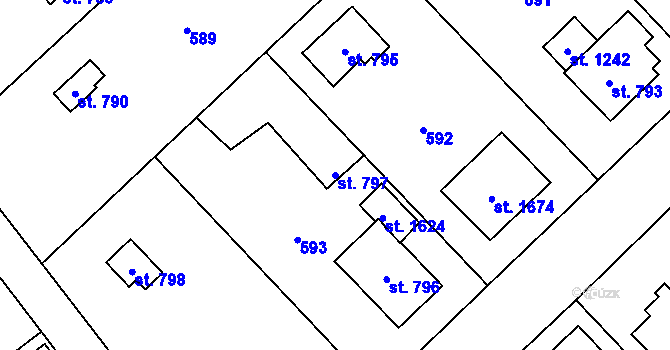 Parcela st. 797 v KÚ Heřmanice, Katastrální mapa