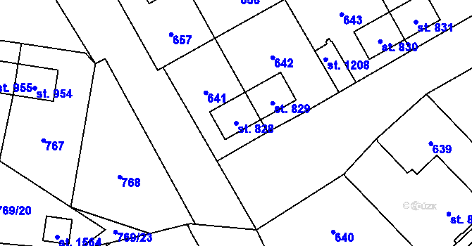 Parcela st. 828 v KÚ Heřmanice, Katastrální mapa