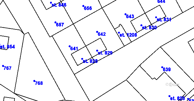 Parcela st. 829 v KÚ Heřmanice, Katastrální mapa