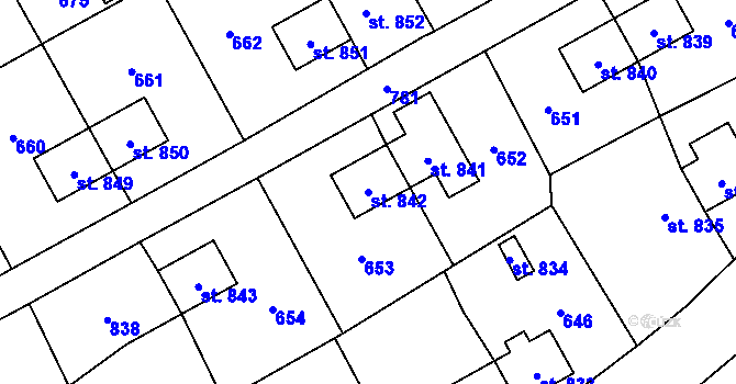Parcela st. 842 v KÚ Heřmanice, Katastrální mapa