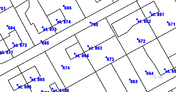 Parcela st. 863 v KÚ Heřmanice, Katastrální mapa