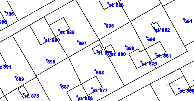 Parcela st. 878 v KÚ Heřmanice, Katastrální mapa