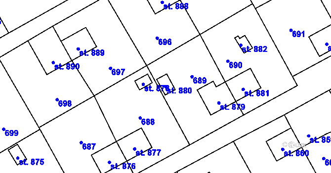Parcela st. 880 v KÚ Heřmanice, Katastrální mapa